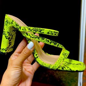 Neon Yellow/Lime Snake Print Heels